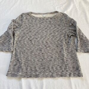 Pure Jill Womens Gray Space Dye Boatneck 100% Cotton 3/4 Sleeve Top L KTP134811